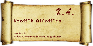 Kozák Alfréda névjegykártya